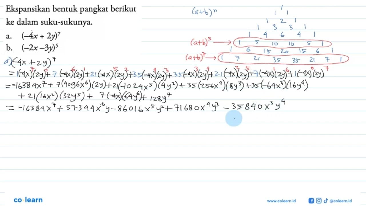 Ekspansikan bentuk pangkat berikut ke dalam suku-sukunya.