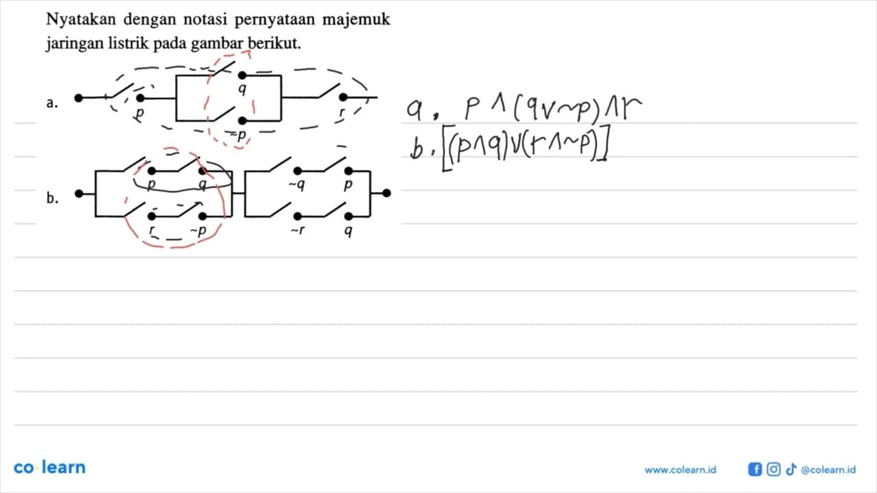 Nyatakan dengan notasi pernyataan majemuk jaringan listrik