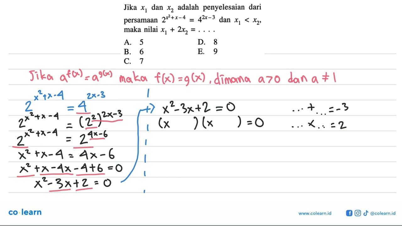 Jika X1 dan x^2 adalah penyelesaian dari persamaan