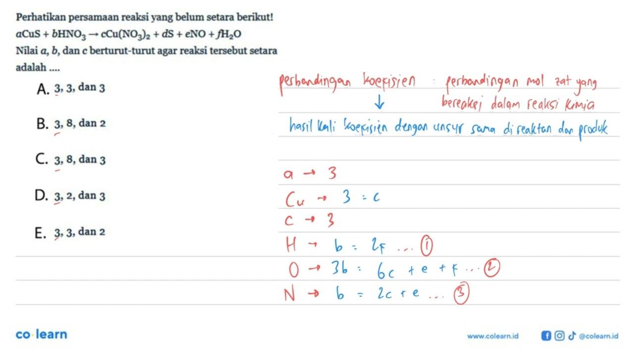 Perhatikan persamaan reaksi yang belum setara berikut!