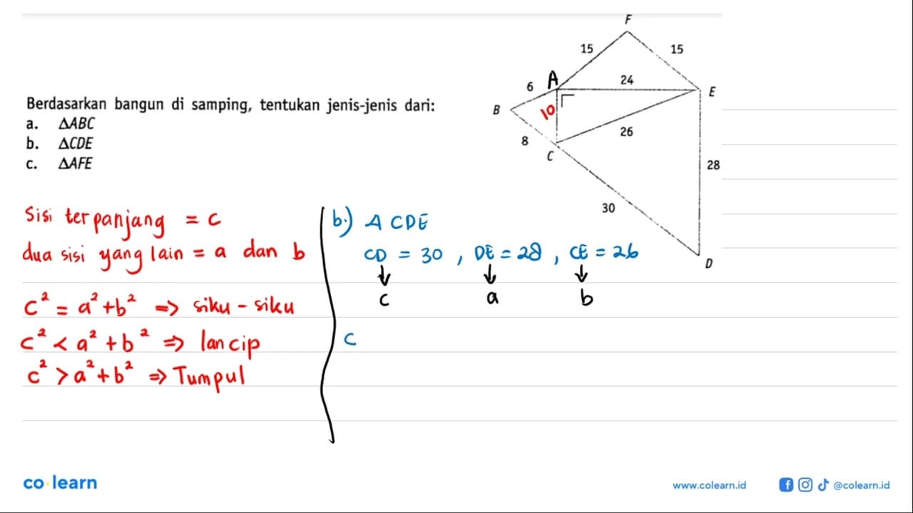 Berdasarkan bangun di samping, tentukan jenis-jenis dari: B