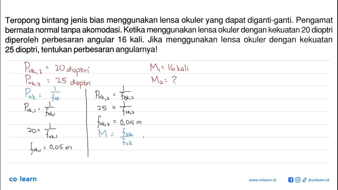 Teropong bintang jenis bias menggunakan lensa okuler yang