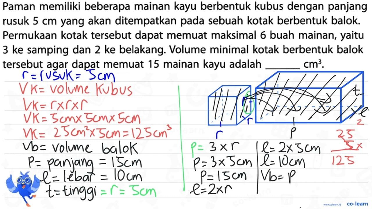 Paman memiliki beberapa mainan kayu berbentuk kubus dengan