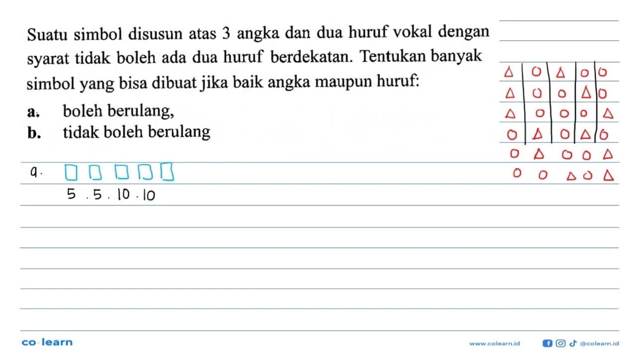 Suatu simbol disusun atas 3 angka dan dua huruf vokal