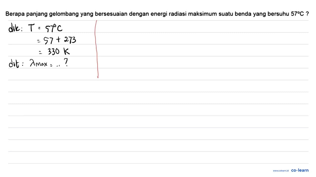 Berapa panjang gelombang yang bersesuaian dengan energi