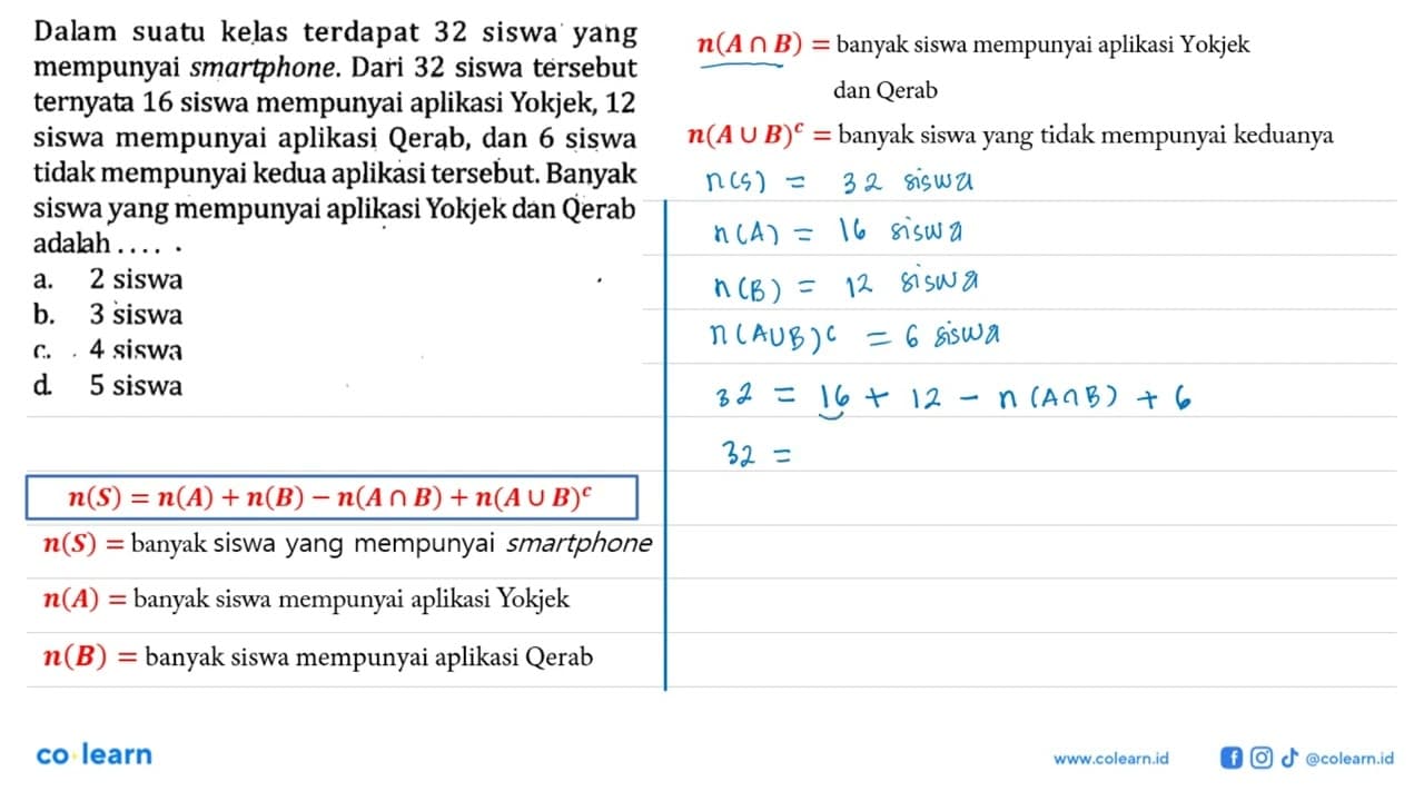 Dalam suatu kelas terdapat 32 siswa yang mempunyai