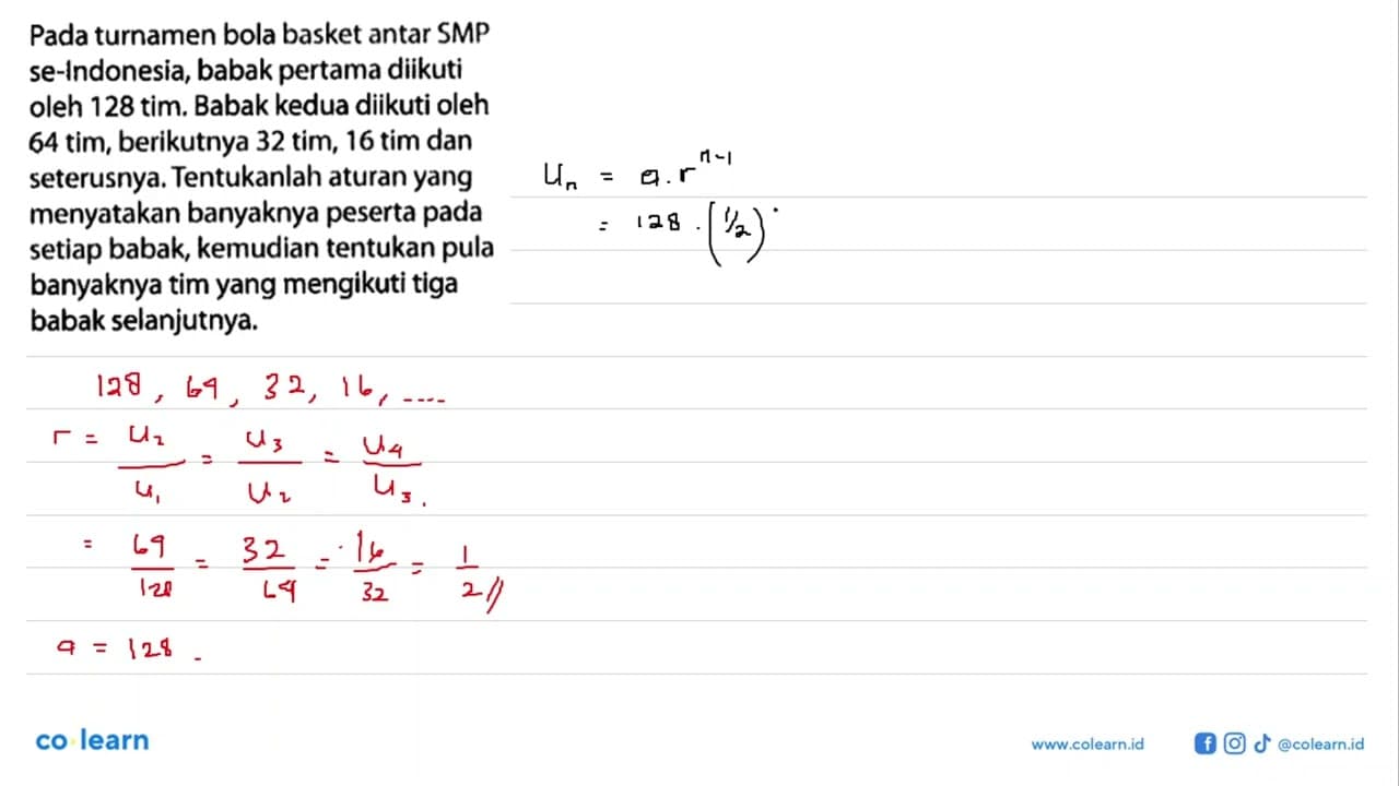 Pada turnamen bola basket antar SMP se-Indonesia, babak