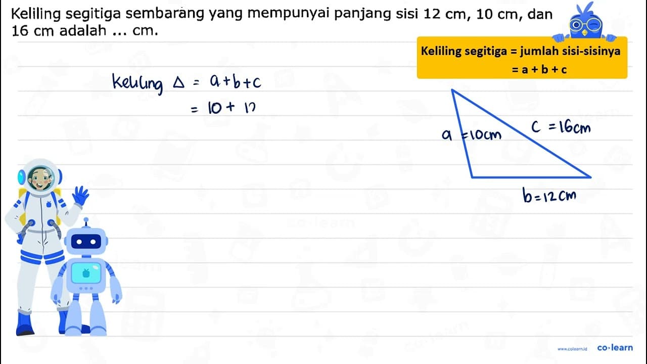 Keliling segitiga sembarang yang mempunyai panjang sisi 12