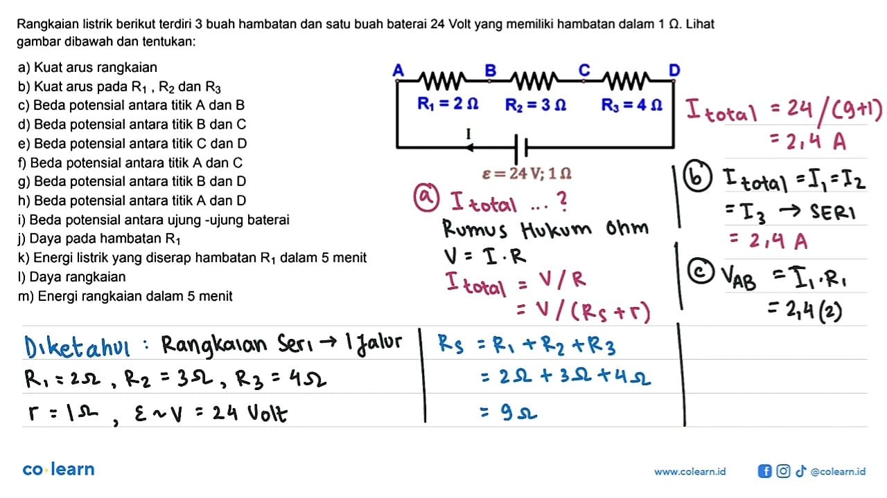 Rangkaian listrik berikut terdiri 3 buah hambatan dan satu