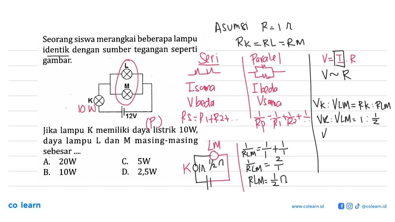 Seorang siswa merangkai beberapa lampu identik dengan