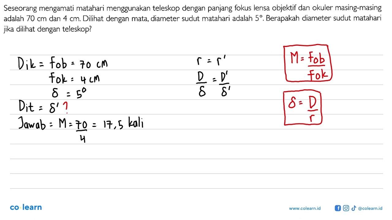 Seseorang mengamati matahari menggunakan teleskop dengan