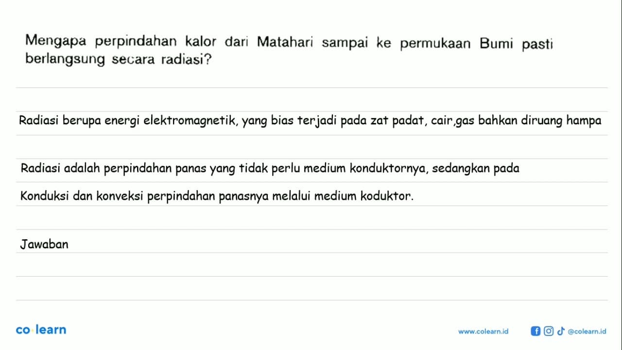 Mengapa perpindahan kalor dari Matahari sampai ke permukaan