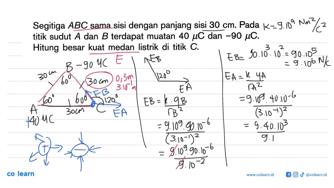 Segitiga ABC sama sisi dengan panjang sisi 30 cm. Pada