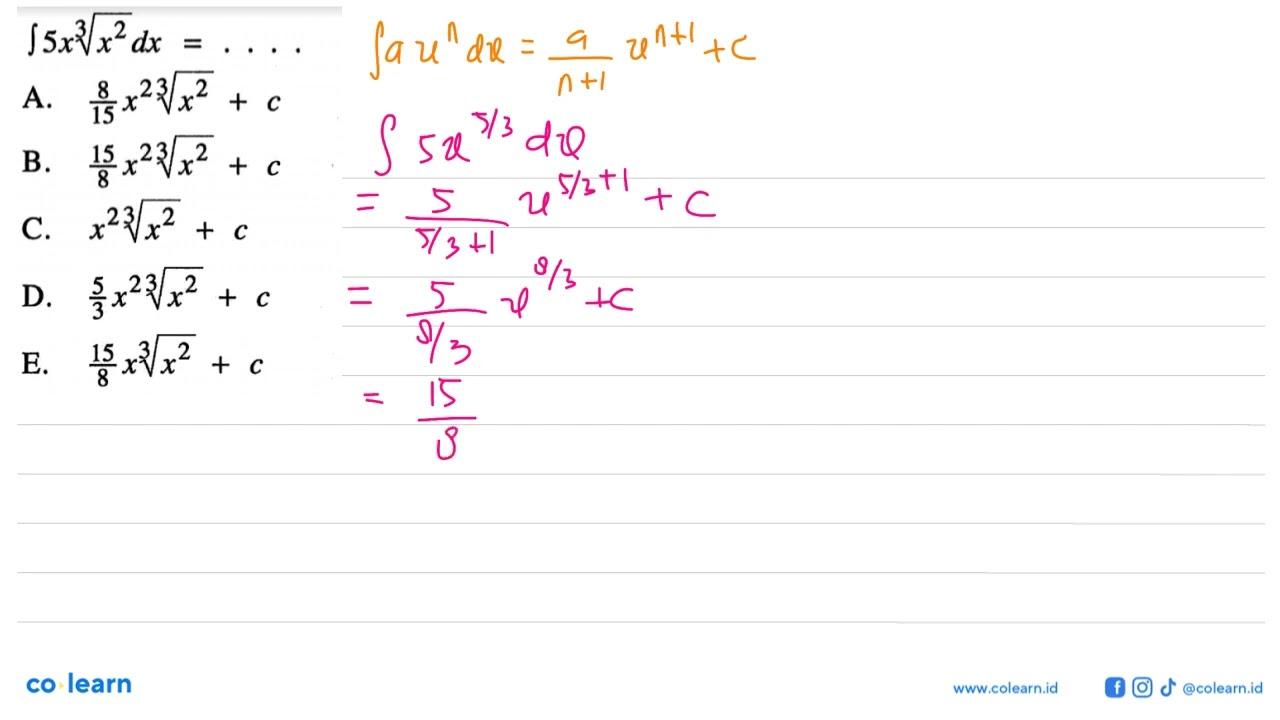 integral 5x x^2/3 dx=...