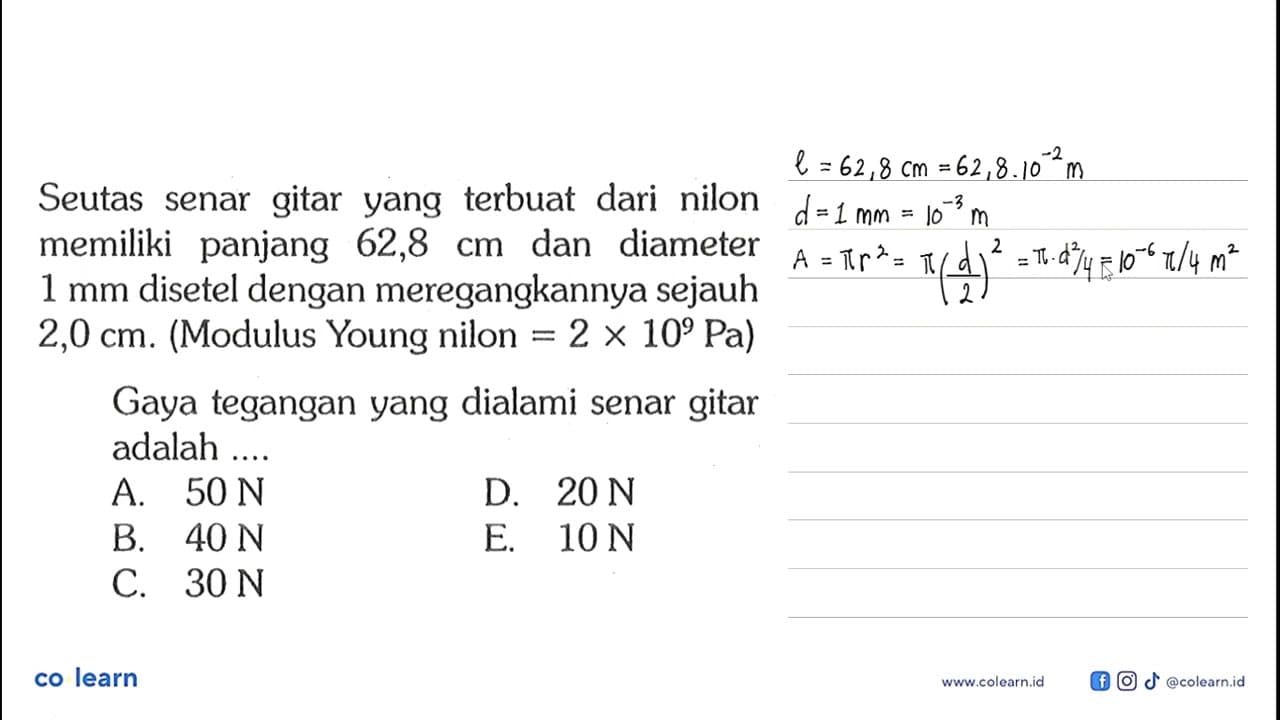 Seutas senar gitar yang terbuat dari nilon memiliki panjang