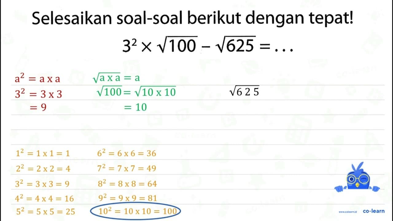 Selesaikan soal-soal berikut dengan tepat! 3^(2) x