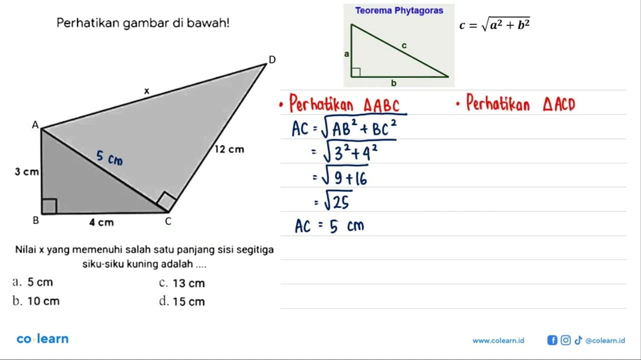 Perhatikan gambar di bawah!x 3 cm 12 cm 4 cmNilai x yang