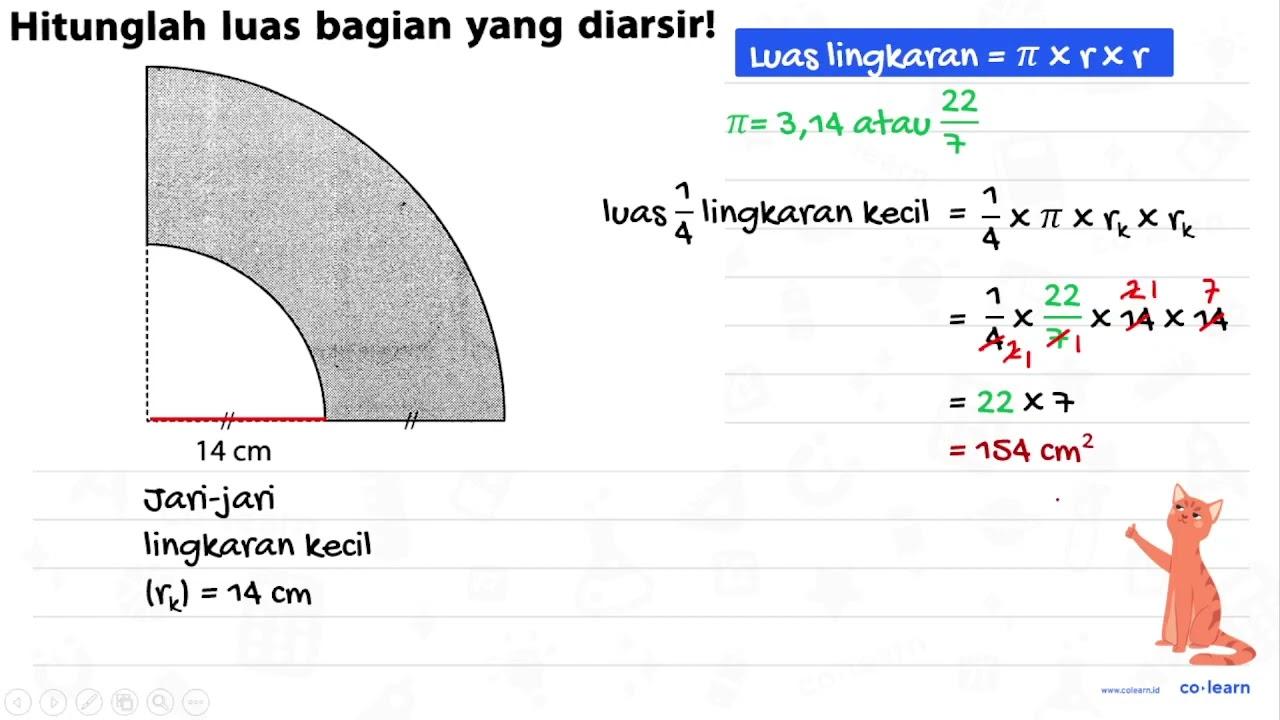 Hitunglah luas bagian yang diarsir! 14 cm