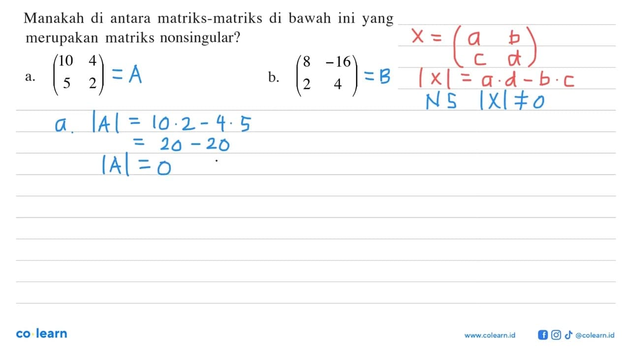 Manakah di antara matriks-matriks di bawah ini yang