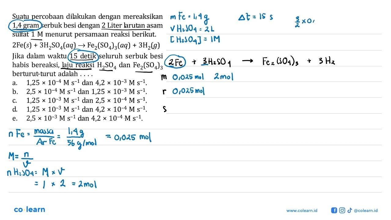 Suatu percobaan dilakukan dengan mereaksikan 1,4 gram