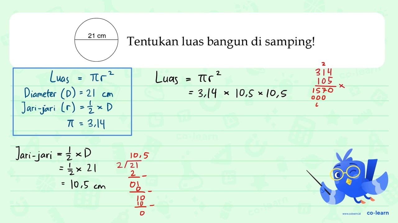 Tentukan luas bangun di samping! 21 cm