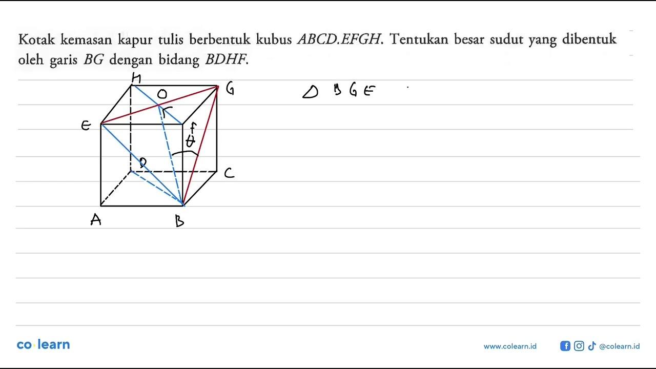 Kotak kemasan kapur tulis berbentuk kubus ABCD EFGH.