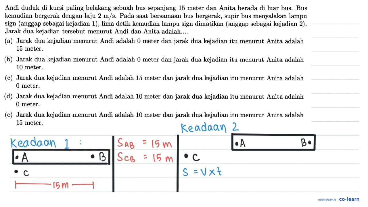 Andi duduk di kursi paling belakang sebuah bus sepanjang 15