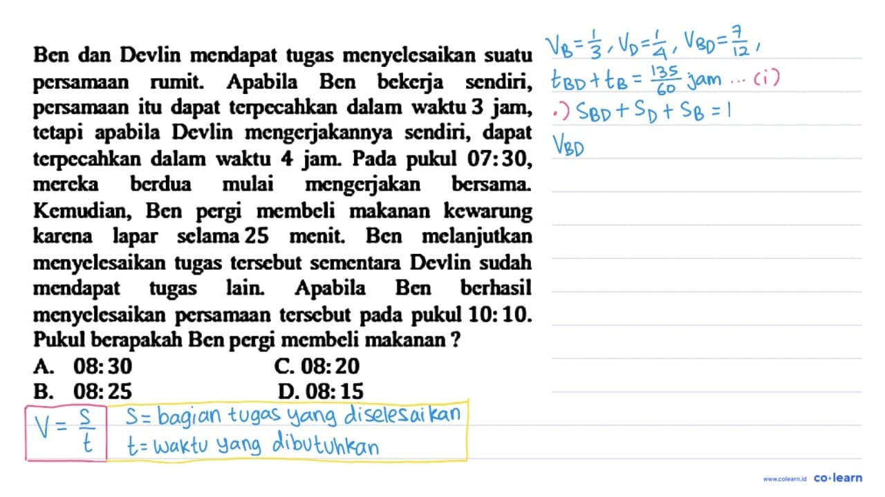 Ben dan Devlin mendapat tugas menyelesaikan suatu persamaan