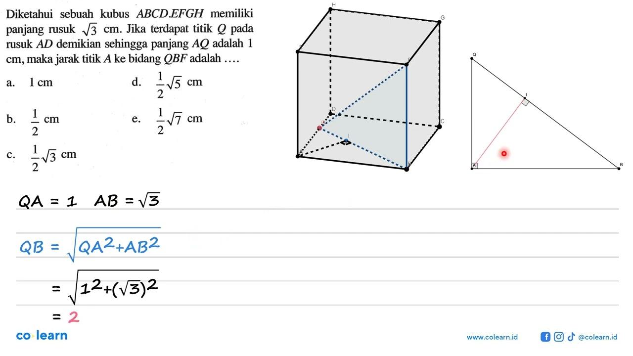 Diketahui sebuah kubus ABCD.EFGH memiliki panjang rusuk
