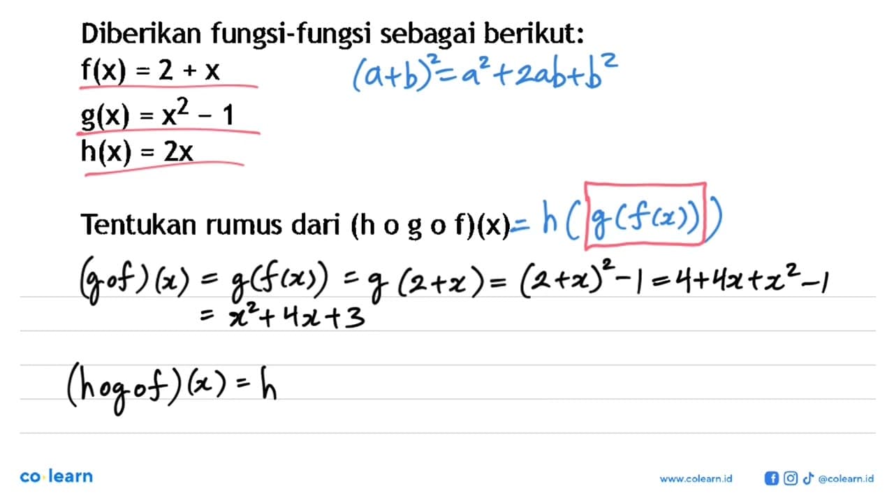 Diberikan fungsi-fungsi sebagai berikut: f(x)=2+x