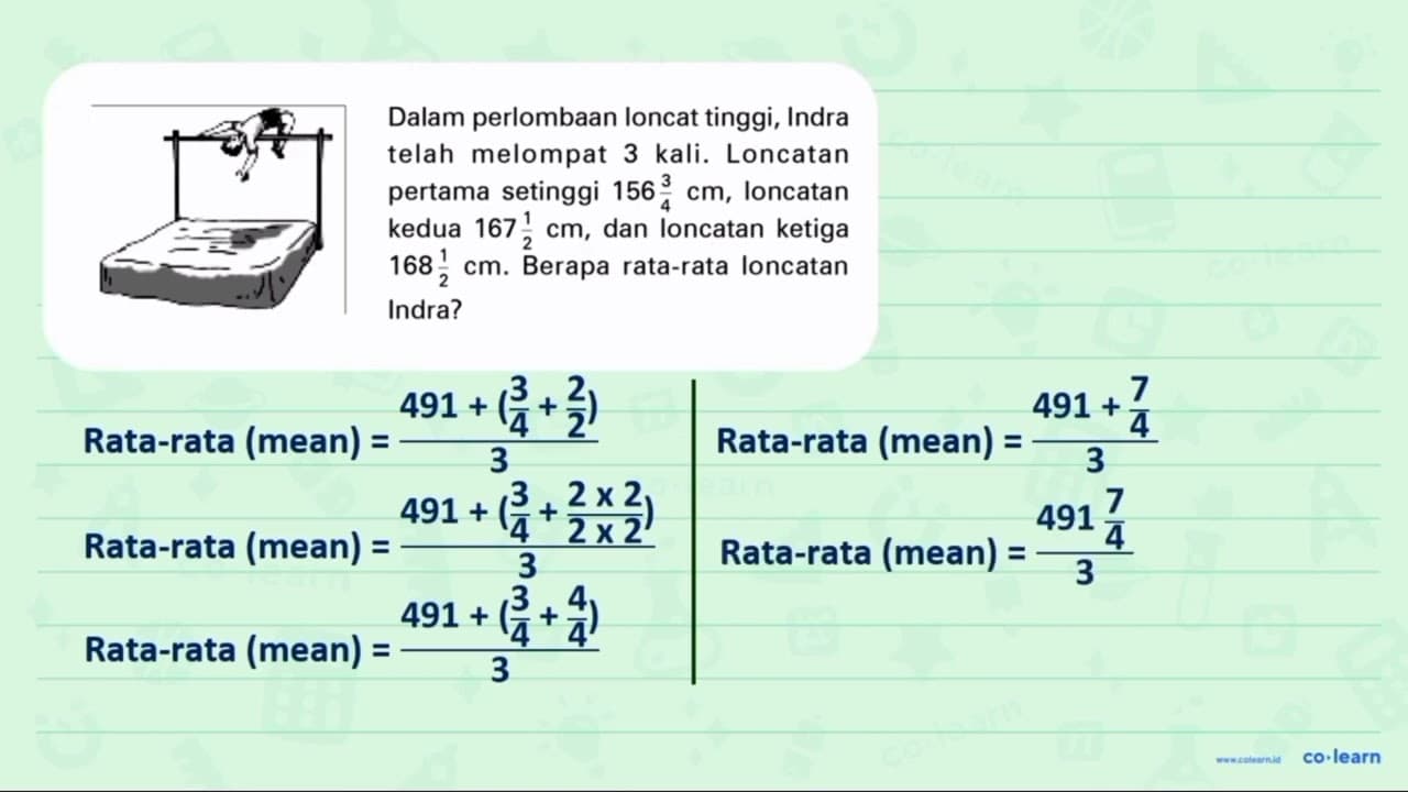 (loncat tinggi) Dalam perlombaan Ioncat tinggi, Indra telah