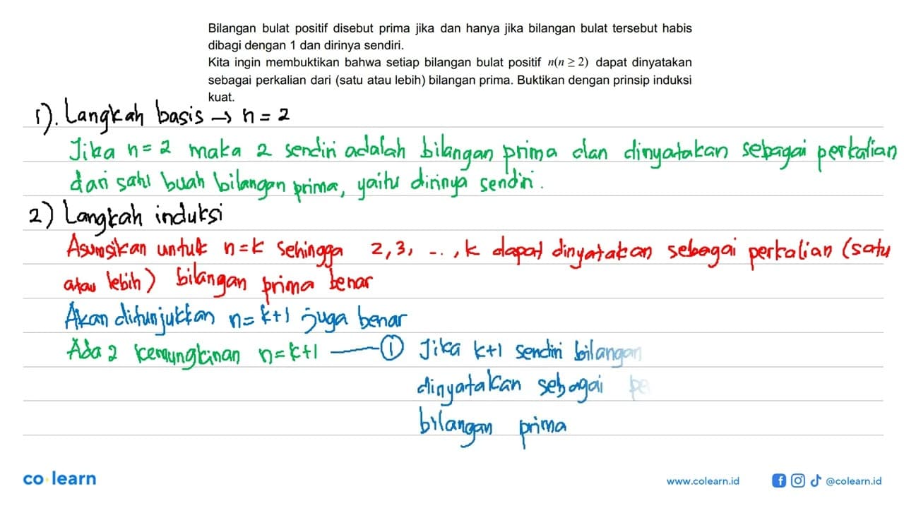 Bilangan bulat positif disebut prima jika dan hanya jika