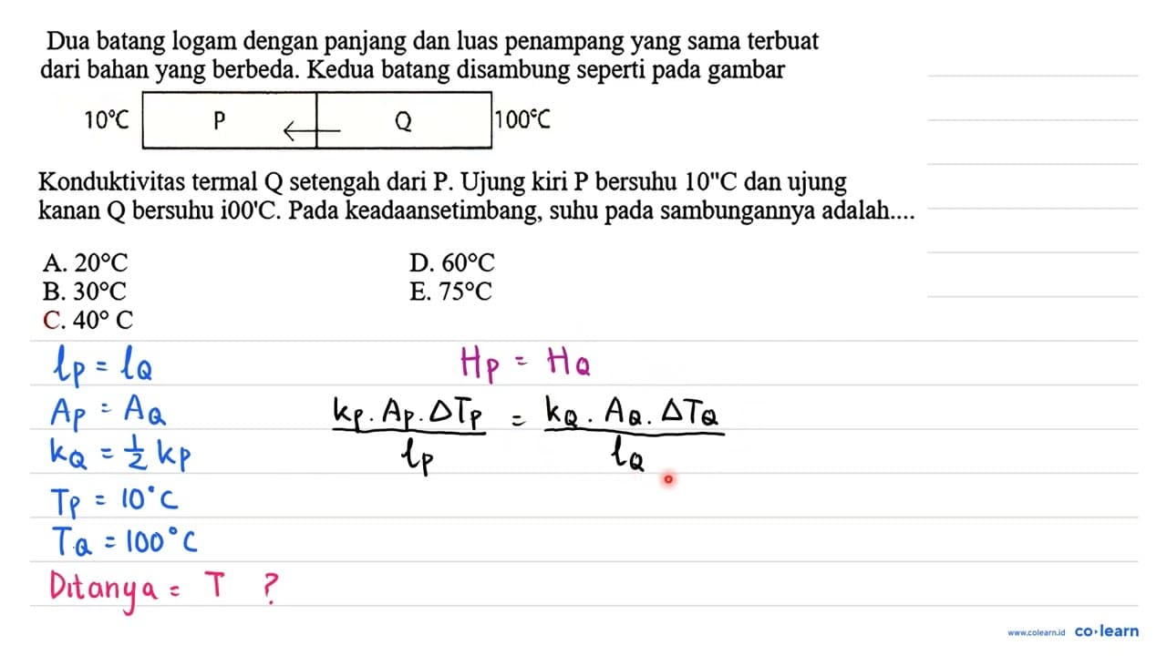 Dua batang logam dengan panjang dan luas penampang yang