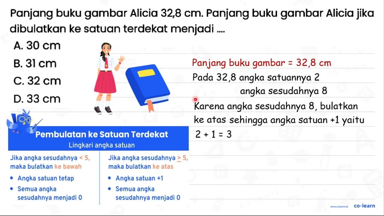 Panjang buku gambar Alicia 32,8 cm . Panjang buku gambar