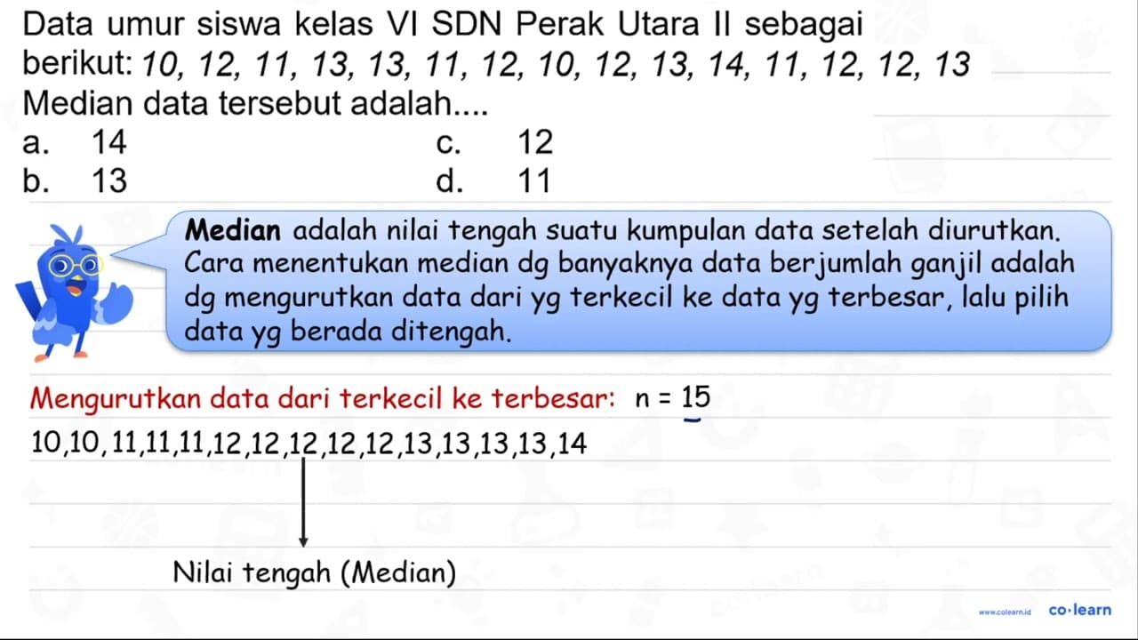 Data umur siswa kelas VI SDN Perak Utara II sebagai