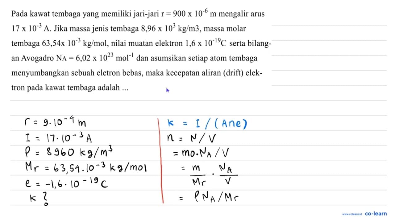 Pada kawat tembaga yang memiliki jari-jari r=900 x 10^(-6)