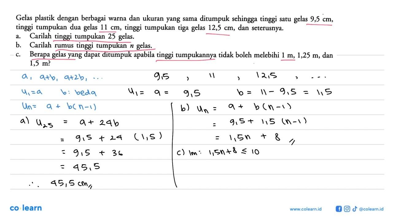 Gelas plastik dengan berbagai warna dan ukuran yang sama