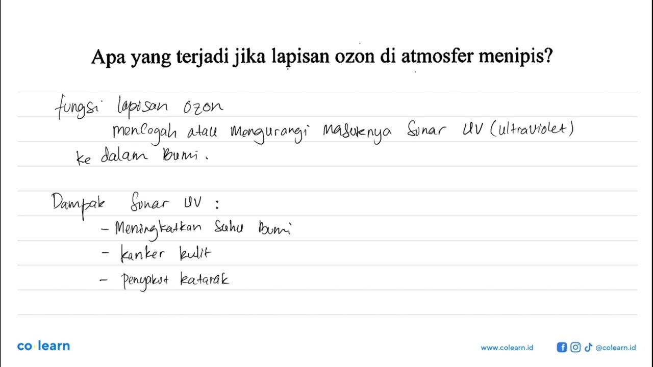 Apa yang terjadi jika lapisan ozon di atmosfer menipis?