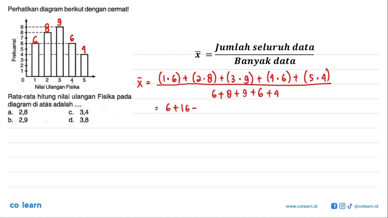 Perhatikan diagram berikut dengan cermat!Rata-rata hitung