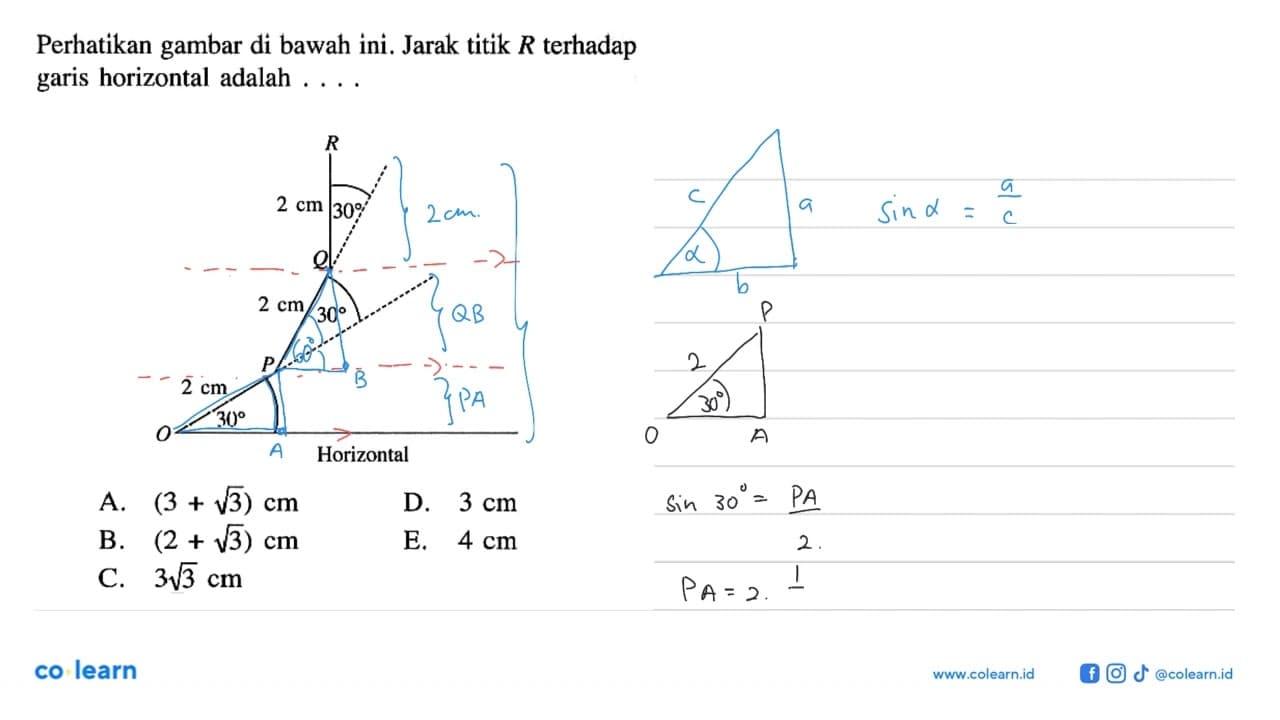 Perhatikan gambar di bawah ini. Jarak titik R terhadap