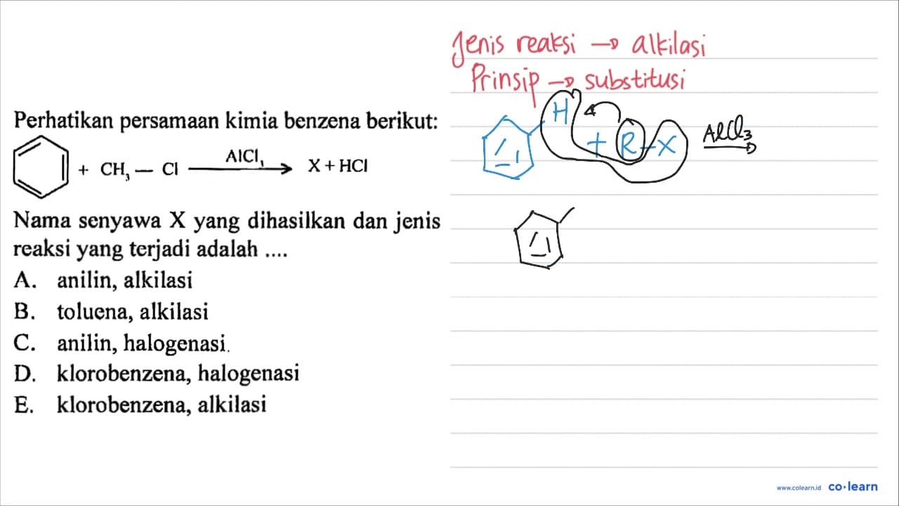 Perhatikan persamaan kimia benzena berikut: Nama senyawa X