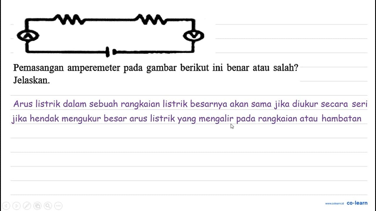 Pemasangan amperemeter pada gambar berikut ini benar atau