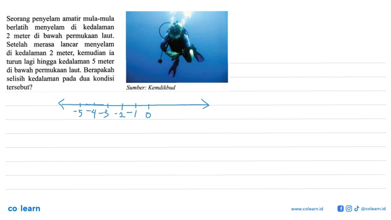 Seorang penyelam amatir mula-mula berlatih menyelam di