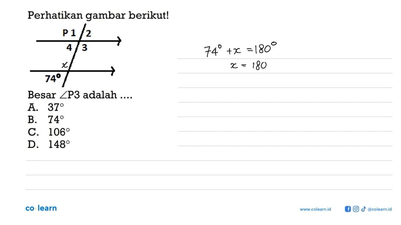 Perhatikan gambar berikut! Besar sudut P3 adalah ....