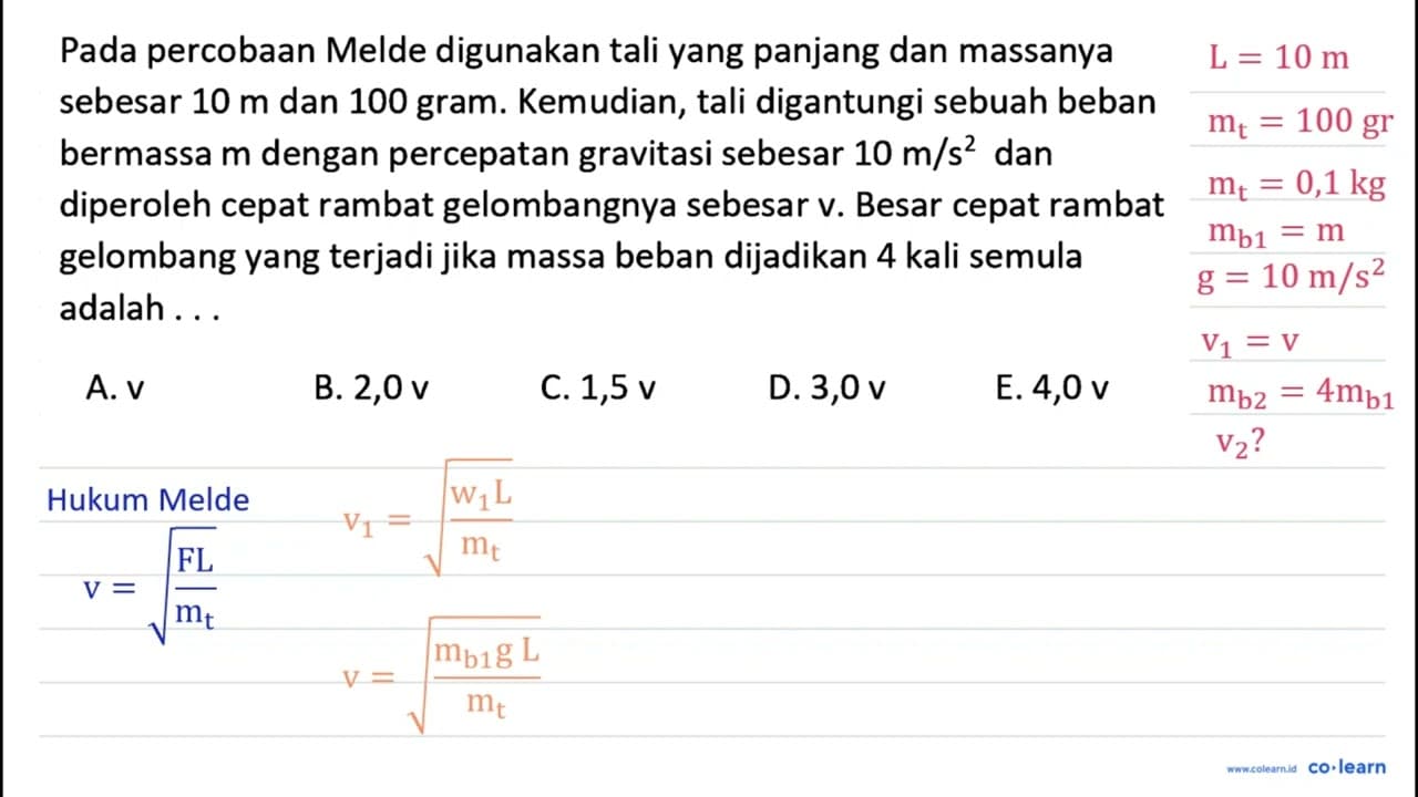 Pada percobaan Melde digunakan tali yang panjang dan