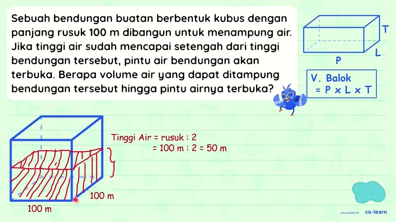 Sebuah bendungan buatan berbentuk kubus dengan panjang