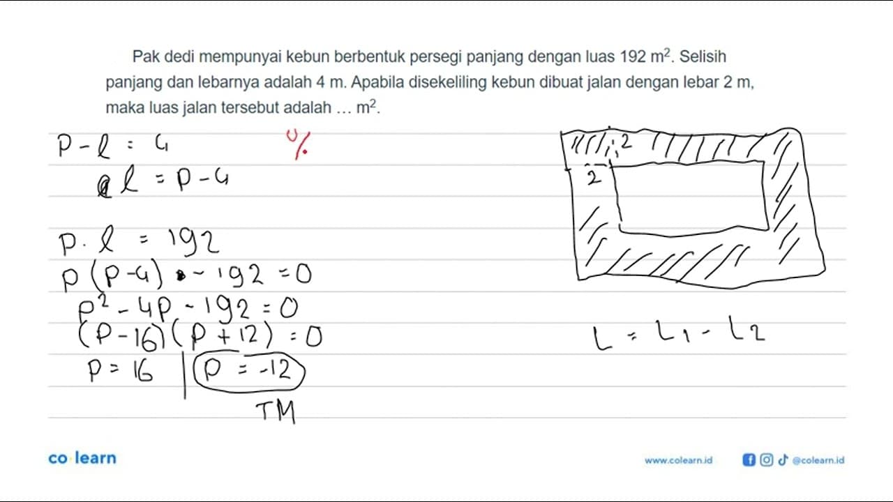 Pak dedi mempunyai kebun berbentuk persegi panjang dengan