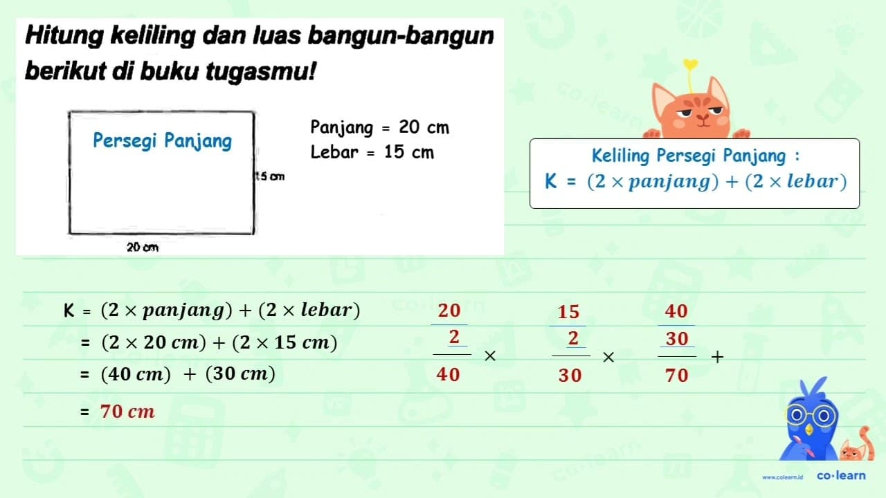 Hitung keliling dan luas bangun-bangun berikut di buku