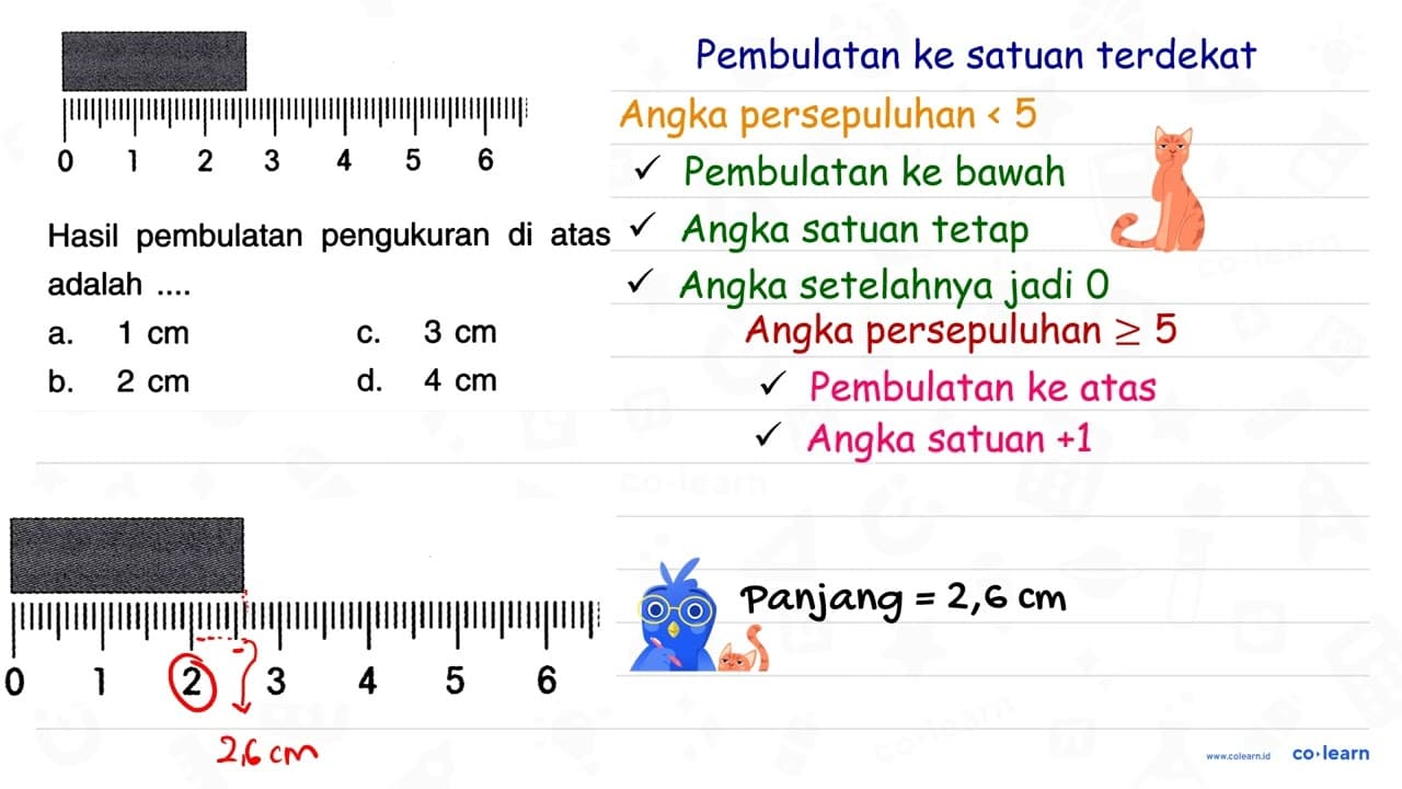 0 1 2 3 4 5 6 Hasil pembulatan pengukuran di atas adalah