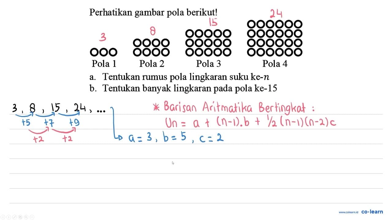 Perhatikan gambar pola berikut! 0000 00000 { 0000000 ) {